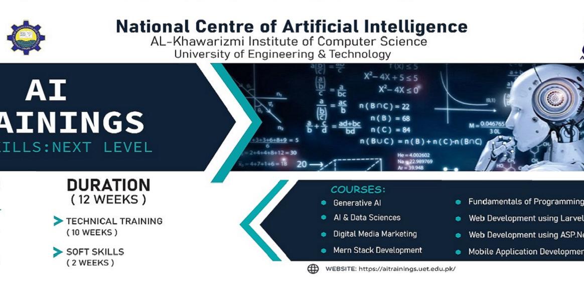 Unleash Your Future With Artificial Intelligence Trainings, KICS, UET, Lahore